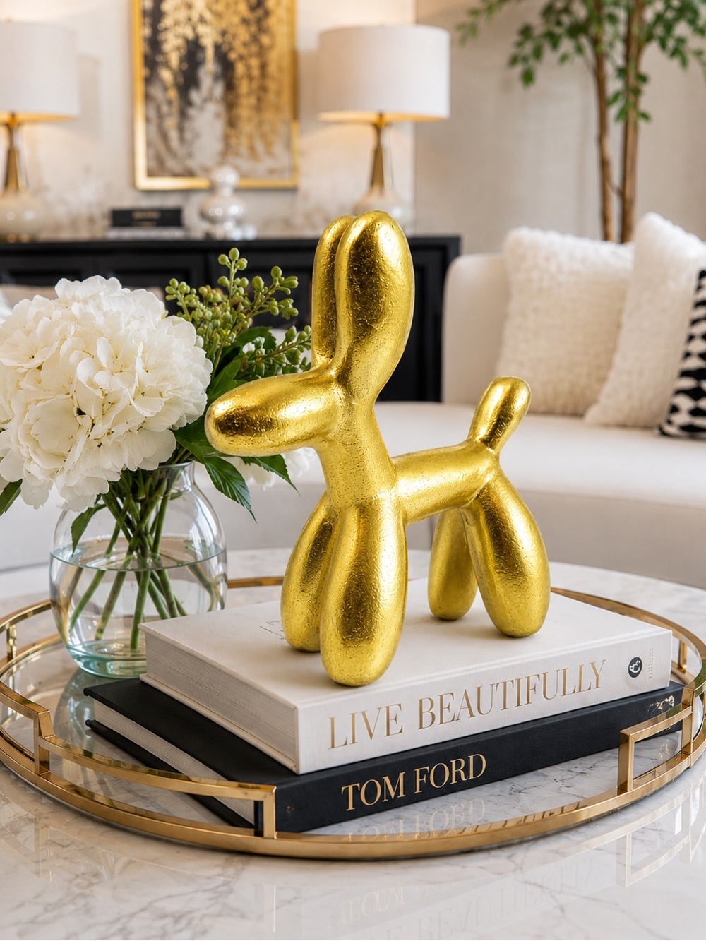 Gold Balloon Dog Figurine - Decorative Home Accent - Picture 2 of 2